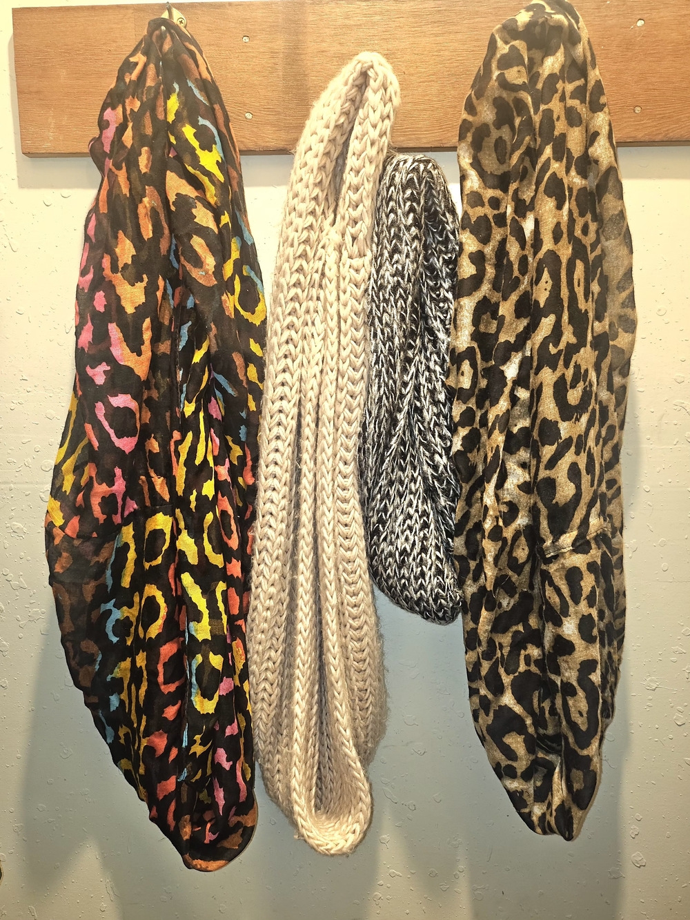 Y2K Multi-Print Infinity Scarfs Colorful Leopard + Neutral Knits